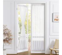Tollpiz Sheer Door Curtains Closet Linen Textured Curtains Sheer Doorway Light Filtering Voile Rod French Door Pocket Curtain Patio Glass Door, 25 x 72 inches Long, White, Set of 1 Panel