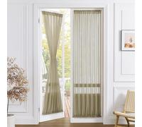 Tollpiz Sheer Door Curtains Closet Linen Textured Curtains Sheer Doorway Light Filtering Voile Rod French Door Pocket Curtain Patio Glass Door, 25 x 72 inches Long, Taos Taupe, Set of 1 Panel