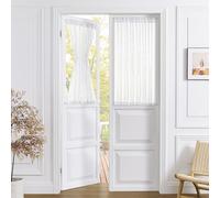 Tollpiz Small Sheer Door Curtain Closet Linen Textured Curtain Sheers Doorway Light Filtering Voile French Door Rod Pocket Curtains Patio Glass Door, 25 x 40 inches Long, White, Set of 1 Panel