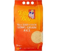 Tolly Boy Easy Cook Long Grain Rice 5kg - Fluffy Separate Grains - Ideal for Everyday Cooking