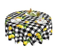Tolmz Lemon Tablecloth Washable Reusable Anti-Wrinkle Round Tablecloth 60 Inch for Home Parties Indoor Dinner and Outdoor Picnic Kitchen Dining Decor