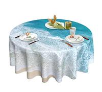 Tolmz Ocean Tablecloth Round 60 Inch Holiday Summer Blue Coastal Tablecloth | Washable Reused for Home Dinner Picnic Outdoor Party Room Kitchen Dining Table Decor