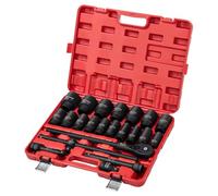 Tolneek 3/4" Impact Socket Set, 22PCS 6-Point SAE Sizes (3/4" to 2"), Cr-Mo Steel Set with Adapters, Quick Release Ratchet Wrench, Andextension Rod & Durable Storage Case