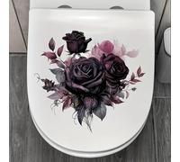TOLOVIS Dark Rose Toilet Cover Sticker Decals,Flower leaf bird Waterproof Toilet Lid Tank Seat Decals Cistern Self-Adhesive Bathroom Wall Sticker