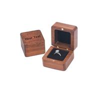 TOLOWOBK Custom Wooden Ring Box, Personalised Vintage Square Wedding Ring Box Engagement Ring Holder with Single Slot, Elegant and Retro Ring Storage Box for Proposal Wedding Ceremony