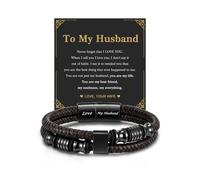 TOLOWOBK Gifts for Men Dad Son Husband Boyfriend Leather Bracelets Brown