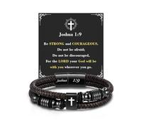 TOLOWOBK Gifts for Men Dad Son Husband Boyfriend Leather Bracelets Brown