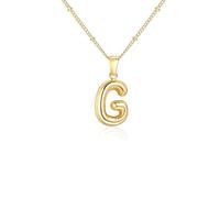 TOLOWOBK Gold Bubble Initial Necklace for Women Stainless Steel A-Z Letters | 18K gold plated stainless steel balloon A-Z letter charms. Graduation anniversary birthday gift for mum wife daughter sister.