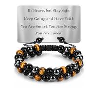 TOLOWOBK Hematite Tiger Eye Obsidian Beaded Bracelet for Men Gifts