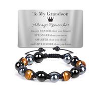 TOLOWOBK Mens Bracelet - Tiger Eye Obsidian Hematite Beads Gifts for Men