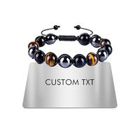 TOLOWOBK Mens Bracelets Gifts for Him Tiger Eye Bracelet Personalised Triple Protection Bead Bracelets for Men Boys, Graduation Fathers Day Birthday Gifts for Dad Son Husband Boyfriend Brother