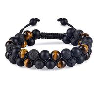 TOLOWOBK Mens Bracelets Gifts Tiger Eye Crystal Bracelet for Men Boys Personalised Triple Protection Beaded Bracelets for Men, Fathers Day Graduation Birthday Gifts for Him Dad Son Husband Brother
