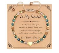 TOLOWOBK Natural Stone Bracelet Gifts for Women Girls Inspirational | Turquoise & Jasper Beaded Bracelets with Heart Charm, Christmas Birthday Gifts for Mum Daughter Granddaughter Bestie