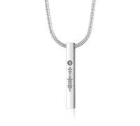 TOLOWOBK Personalised Mens Necklace ID Name Date Code Bar Custom Necklace 4 Side Engraving Stainless Steel Snake Chain for Men Women Personalised Fathers Day Anniversary Birthday Gifts for Men Boys