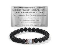 TOLOWOBK Sobriety Gifts for Men Women Sober Moonstone Lava Rock Bracelet
