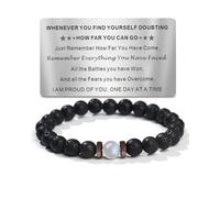 TOLOWOBK Sobriety Gifts for Men Women Sober Moonstone Lava Rock Bracelet