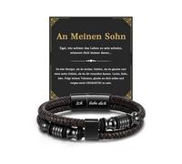 TOLOWOBK Valentine's Day Gift for Men Leather Bracelet Men's Braided Engraving Bracelet Men's Leather Bracelets with Magnetic Closure Birthday Gift for Husband Dad Son Brother, Leather, No gemstone