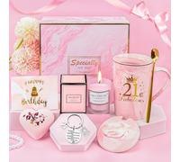 TOLOYE 21st Birthday Gifts for Her, Birthday Presents for 21 Year Old Girls, Pink Mug Cup Gift Set, Happy 21st Gift for Her, Unique Pamper Gifts for Best Friend, Sister, Daughter