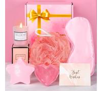 TOLOYE Bath Sets Birthday Gifts for Women, Rituals Gift Sets , Scented Candles, Eye Mask, Bath Salt Balls, Pamper Gifts, Spa Gift Sets for Best Friend Bestie, Mum, Sister (pink)