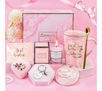 TOLOYE Birthday Gifts for Women, Pink Mug Cup Gift Set Presents for Her with Box, Coffee Cup, Scented Candle, Christmas Gifts for Mom, Sister, Friend, Grandma