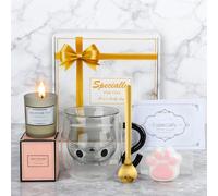 TOLOYE Cat Gifts for Women, Cute Cat Mug Set, 290ml Double Walled Glass Coffee Tea Cup, Presents for Women Mum Wife Teacher, Birthday Valentines Mothering Sunday Personalised Gifts for Her (Black)