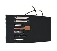 Tolredo Heavy Duty Waxed Canvas Knife Roll Bag, Water Resistant, Portable & Durable Chef Knife bag, 7 Knife Slot (Raven Black, 26" x 22")