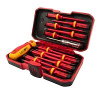 Tolsen 13pcs VDE Insulated Electricians Screwdriver Set with Rubber Handle in Hard Case | Interchangeable | Magnetic Tips | 1000V | Ideal for Electrical, Home and DIY Projects