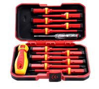 Tolsen 13pcs VDE Insulated Screwdriver Set Interchangeable in Case Magnetic Tip 1000V