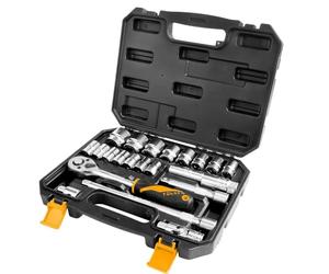 Tolsen 22PCS Socket Set 1/2" ★ Cold Forged Chrome Vanadium Steel ★ Industrial Quality Graded ★ Best Selling Heavy Duty Socket Set & Tough Case