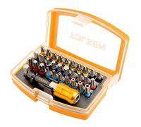 Tolsen 32 Piece Screwdriver Bit Set - Color Coded PZ, PH, Slotted, Hex & Torx - Magnetic Holder & Carrier Case Included