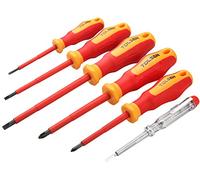 Tolsen 6PCS VDE Electricians Top Selling Screwdrivers Set ★ Certified VDE 1000v ★ NEW Improved Ergonomic Design ★ Flat 3*75, Flat 4*100, Flat 5.5*100, Phillips 1*80, Phillips 2*100, Phillips 3*140mm