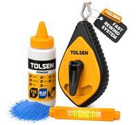 Tolsen Chalk Line Reel Set - Heavy Duty, Fast Rewind, Builders Chalk String Kit - 30m (100ft) Line