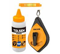 Tolsen Chalk Line Reel Set - Heavy Duty, Fast Rewind, Builders Chalk String Kit - 30m (100ft) Line