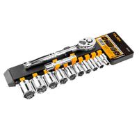 Tolsen Tools 12 Pcs 3/8" Ratchet Handle With Socket Set Industrial