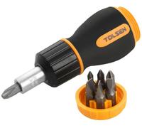 Tolsen Tools 7 In 1 Ratchet Driver, Cr-V, 25mm Bits: 4, 5, 6, Ph0, Ph1, Ph2, Ph3