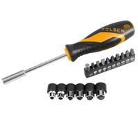 Tolsen Tools Screwdriver Set Nut 17 Pcs Socket & Bit Set 1/4X100mm- 1/4X25mm Tols