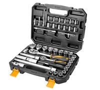 Tolsen Tools Socket Set 1/4" 4-14mm & 1/2" 10-32mm 43Pc Industrial