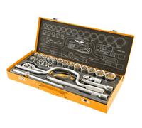 Tolsen Tools Socket Set 24Pc 10-32mm 1/2" In Metal Case Industrial