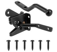 Tolstil Heavy Duty Self-Locking Gate Latch - Automatic Gravity Lever for Wooden Gates & Fences - Black Steel Door Latch with Pull String & Long Fixings