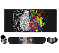 ToLuLu Extended Gaming Mouse Pad, Memory Foam Ergonomic Keyboard Mouse Wrist Rest Support Set, Large Desk Mat with Stitched Edges, Non-Slip Base Mousepad for Home Office Game, Left & Right Brain