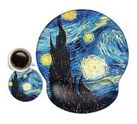 ToLuLu Mouse Pad Wrist Rest Support Gel, Ergonomic Mouse Pads with Non Slip PU Base, Mouse Wrist Rest Pad for Laptop Computer Home Office Working Gaming Pain Relief, Van Gogh Starry Night