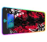 ToLuLu RGB Gaming 5/7.5/10/15W 10 Light Modes Wireless Charging Mouse Pad, LED Mouse Pad Computer Keyboard Mat Mousepad, 800x300x4MM Extended Large Desk Mat for Gaming, MacBook, Laptop, PC,Red Black