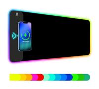 ToLuLu RGB Gaming Wireless Charging Mouse Pad, 5/7.5/10/15W 10 Light Modes LED Mouse Pad Computer Keyboard Mat Mousepad, 800x300x4MM Extended Large Desk Mat for Gaming, MacBook, Laptop, PC, Black