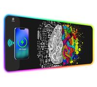 ToLuLu RGB Gaming Wireless Charging Mouse Pad, 7.5/10/15W 10 Light Modes LED Mouse Pad Computer Keyboard Mat Mousepad, 800x300x4MM Extended Large Desk Mat for Gaming, MacBook, Laptop, PC, Human Brain