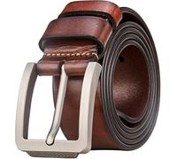 Tolumo Mens Belt Thick Full Grain Leather Belts 1.5" Wide Great for Casual Jeans Dress Work, Adjustable Classic Belt Trim to Fit 658 Brown 130cm