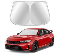 Toluoma Custom Fit Windshield Sun Shade for Honda Civic 2022-2025 - Full Coverage 210T Reflective Fabric Double Layer Design - Blocks 99% of UV Rays, Keeps Car