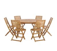 TOLVE 6 Seater Garden Dining Set Brown Acacia Wood