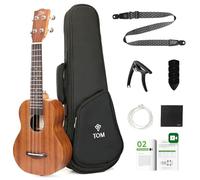 TOM 21-Inch Sapele Soprano Ukulele - Budget-Friendly Starter Kit for Kids & Beginners, Bright Tone with D’Addario Strings, Includes Gig Bag,Strap & Free Online Lessons (AM1-Soprano)