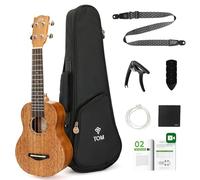 TOM 21" Solid Mahogany Soprano Ukulele - Lightweight Ukelele for Beginners & Adults, Rich Tone with D’Addario Strings, Full Accessories Kit & Free Lessons, Ideal Gift with Gig Bag & Capo (AM5-S)