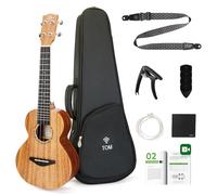 TOM 23" Solid Top Mahogany Concert Ukulele - Professional Ukelele for Adults & Beginners, Deep Resonance with D’Addario Strings, Includes Gig Bag, Strap, Capo & Free Lesson (AM5-Concert)
